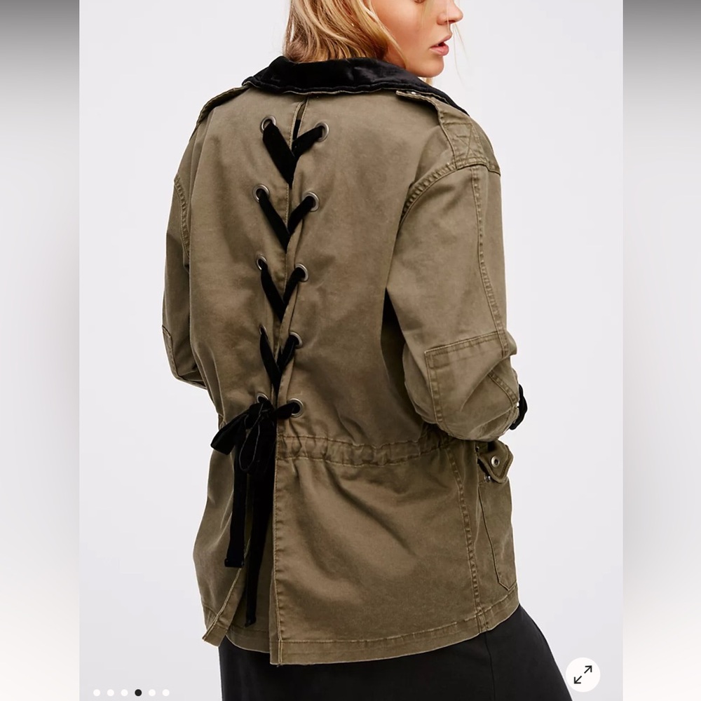 Free People Velvet Lace-Up Army Jacket - Picture 4 of 10